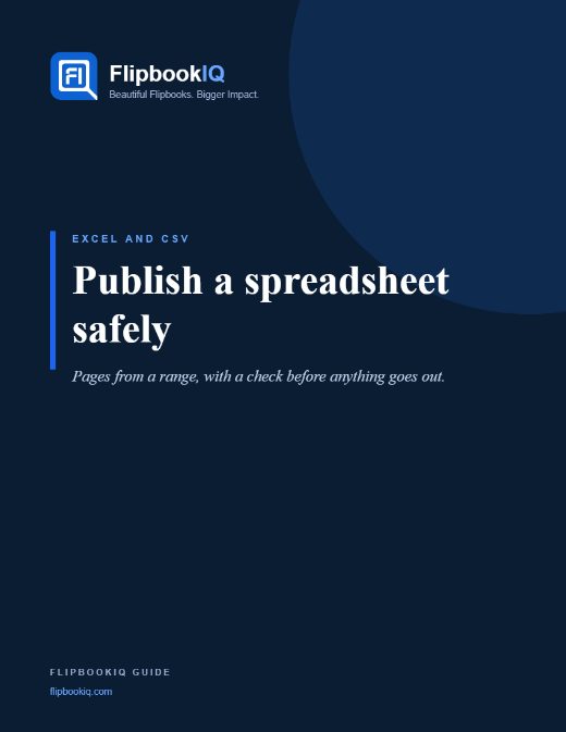 Cover of Publish a spreadsheet safely