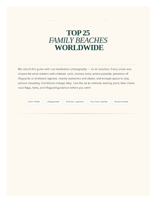 Cover of Top 25 Family Beaches Worldwide