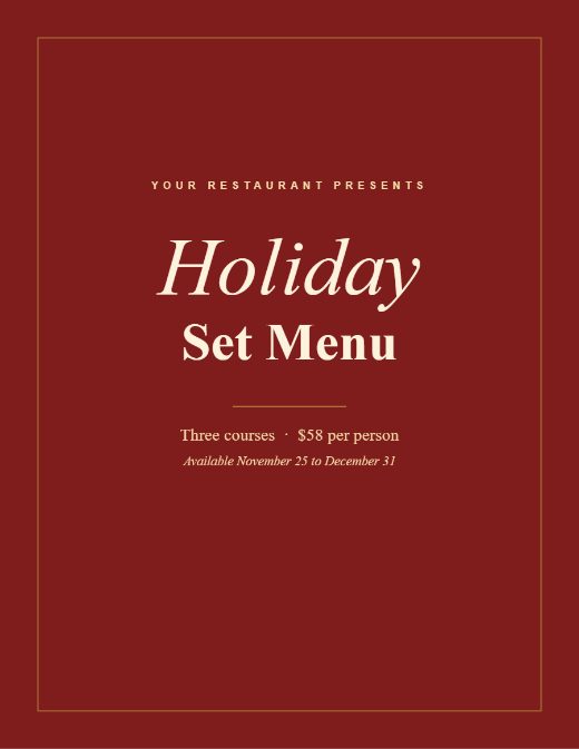 Holiday set menu template preview