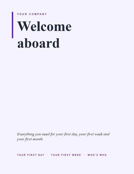 New-hire welcome guide template preview
